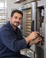 Endüstriyel Fırın üzerinde çalışan teknisyen